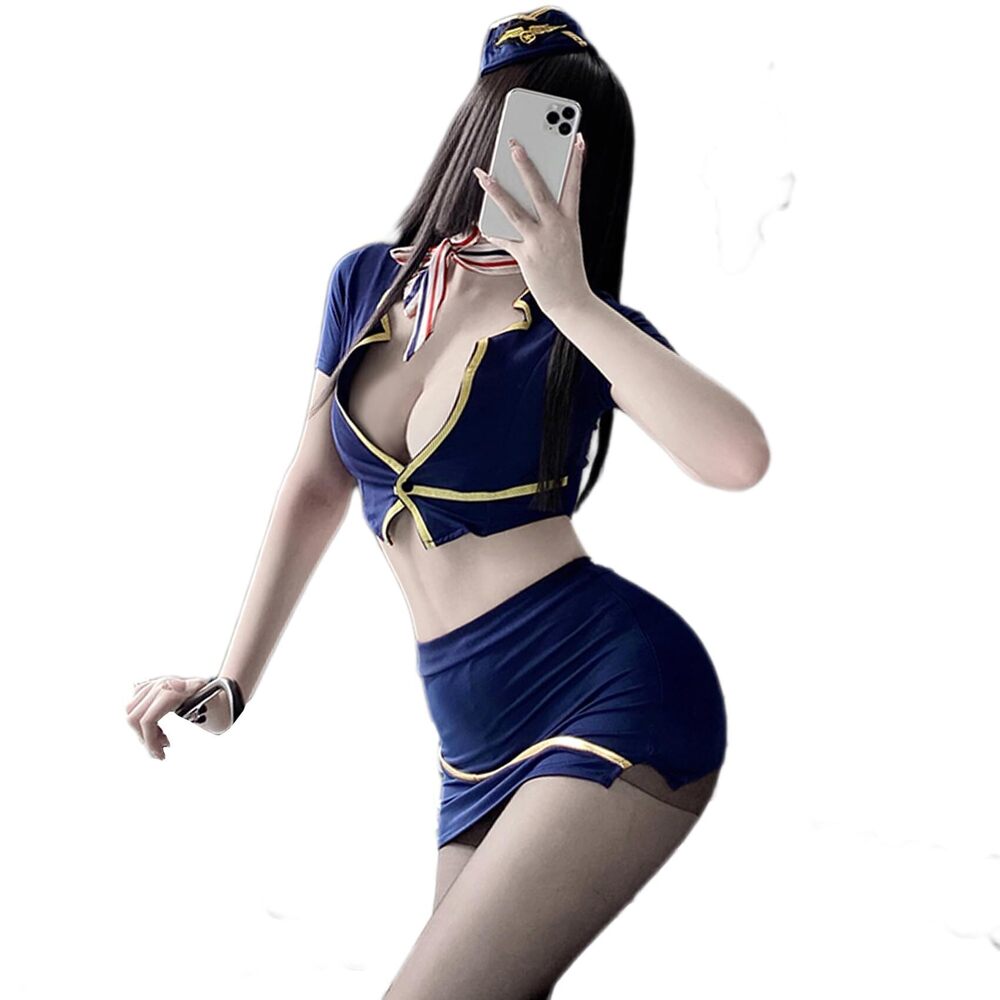 4111 Sexy Flight Attendant Stewardess Costume Racer Costumes Halloween